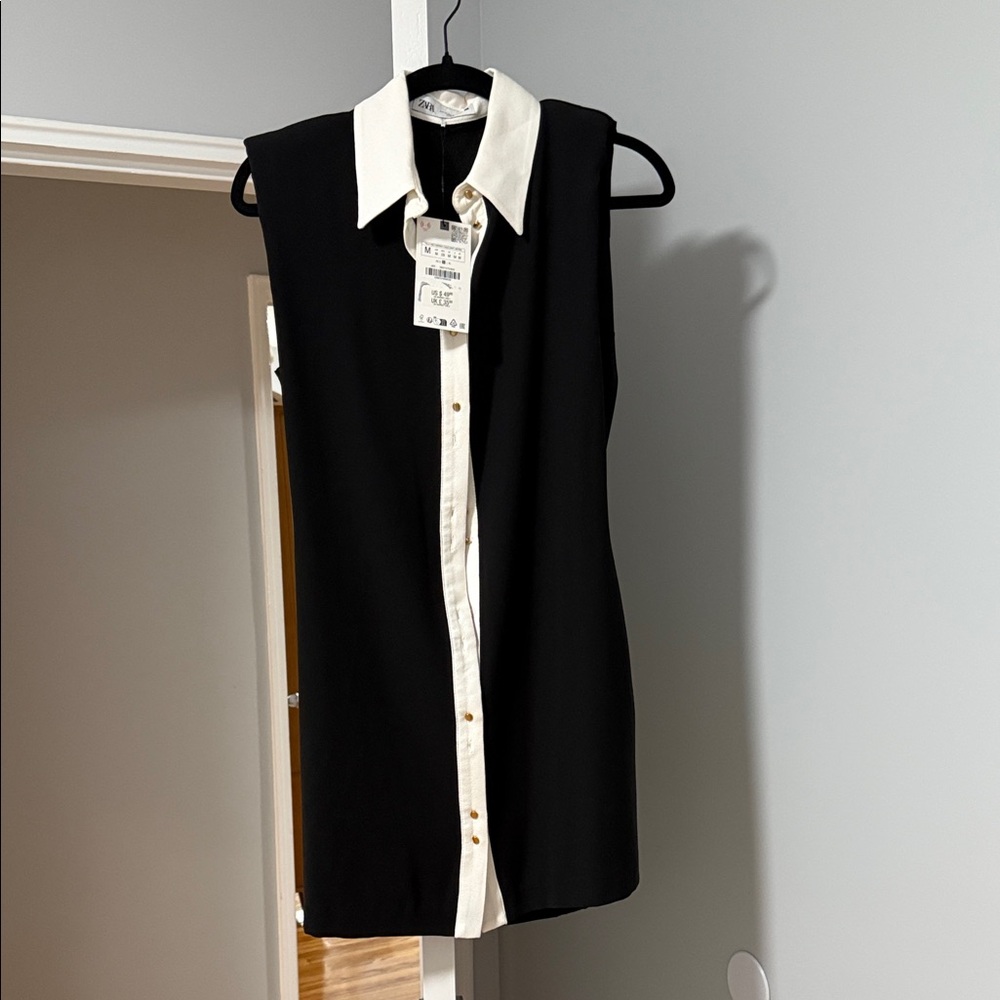 Zara Black and White Sleeveless Dress